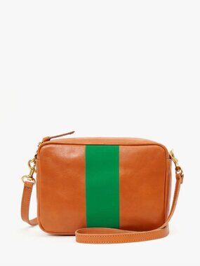 Clare V. Midi Sac Tan w/Green Stripe